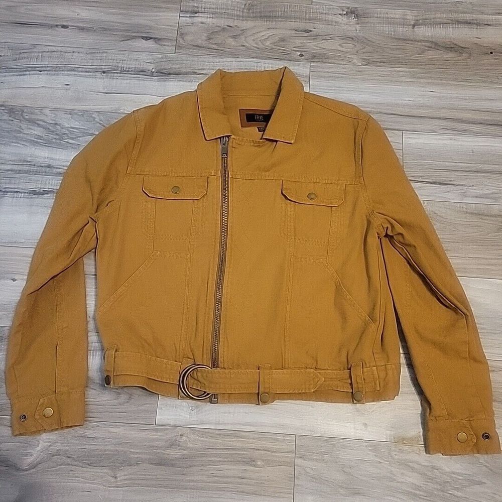 FRYE Jacket Womens XXL Canvas Brown Coat Full Zip Pockets